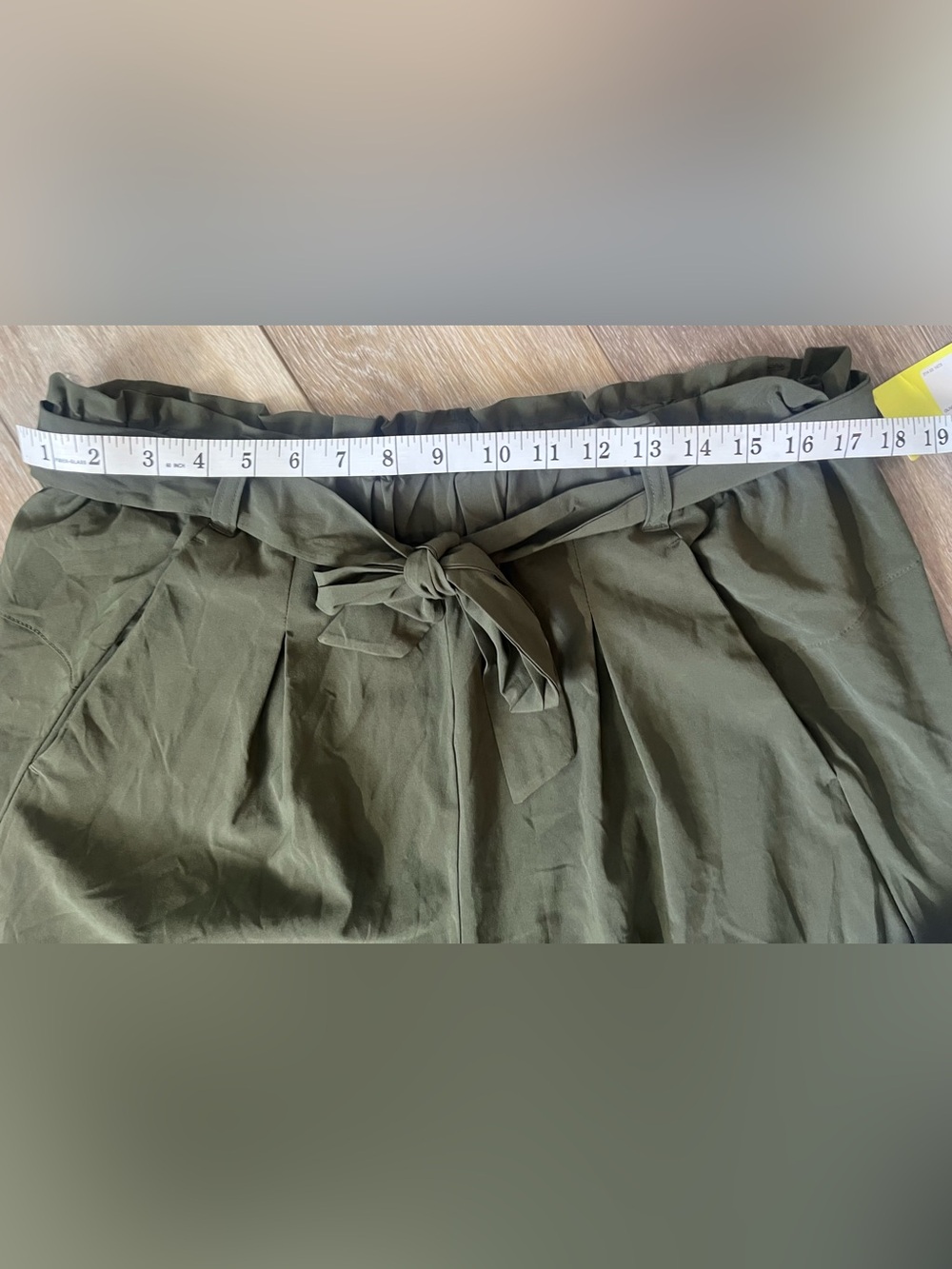 NWT all in motion Olive Green Wide-Leg Paperbag Pants with Tie - Picture 7 of 9